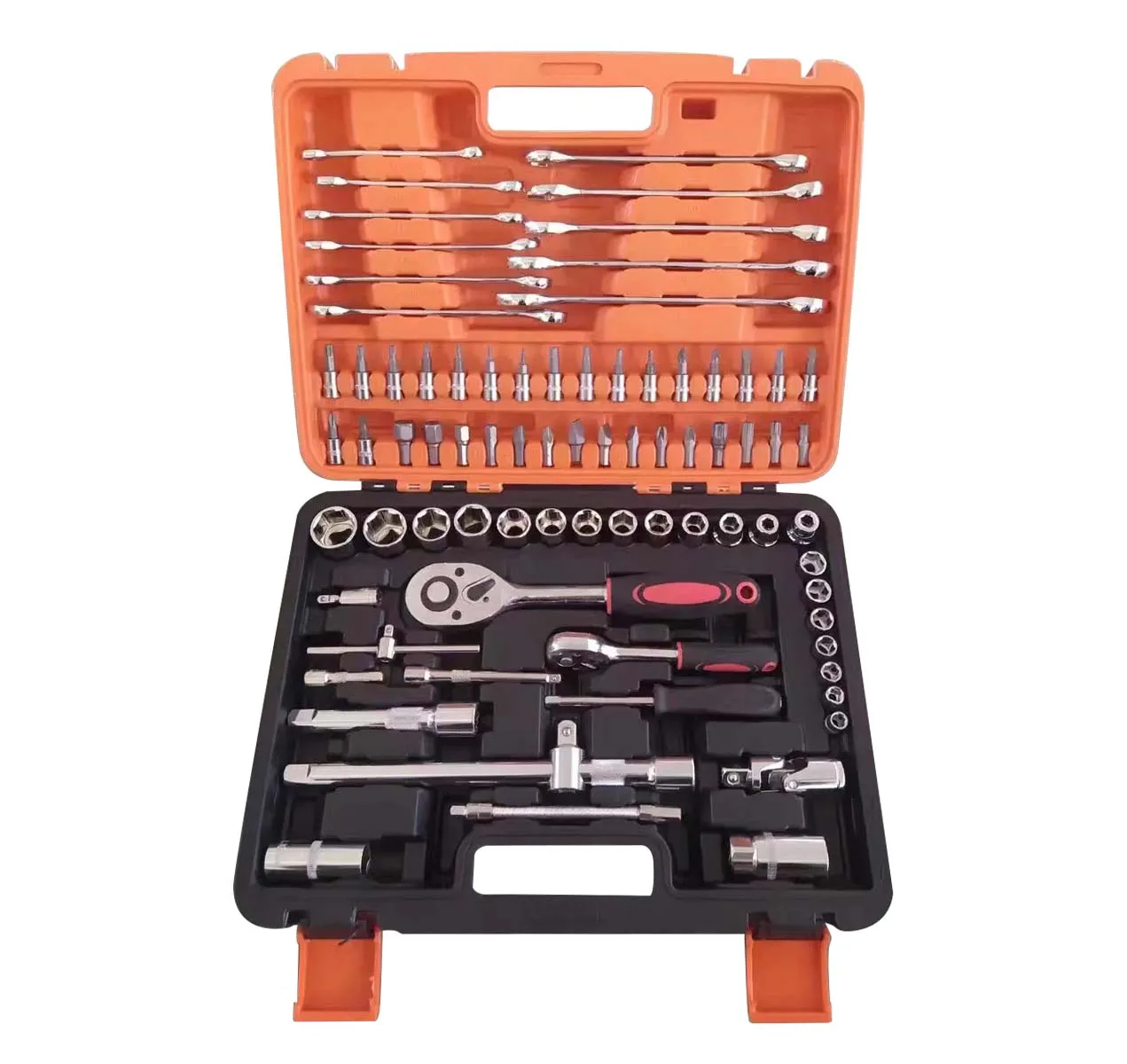 78 Piece Mechanic Tool Kit Ratchet Universal Socket Wrench Set