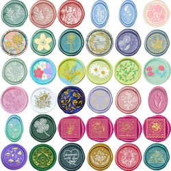 Clover Daisy Rose Dandelion Sunflower Branch Sprig Pattern Oval/Round/Sqaure Wax Seal Stamps for DIY Decor Paper Card Crafting