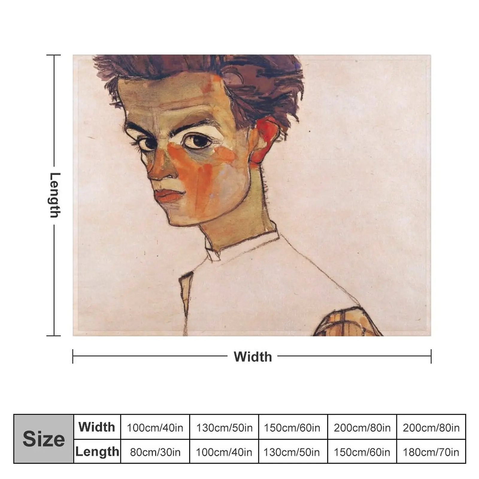 Self portrait of egone schiele Throw Blanket Thin Designers decorative Blankets