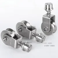 Rueda de ranura universal giratoria de acero inoxidable 304, resorte de absorción de impacto, rueda de carril de puerta móvil para patio, polea de ranura U/V/H