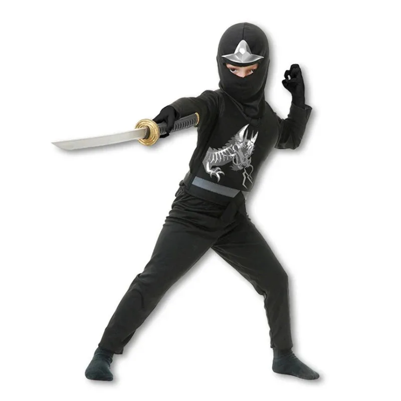 بدلة نينجا كوسبلاي أنيمي بلاك دراجون ساموراي واريور، زي الهالوين للأطفال، فساتين الحفلات الفاخرة، بدلة المهرجانات