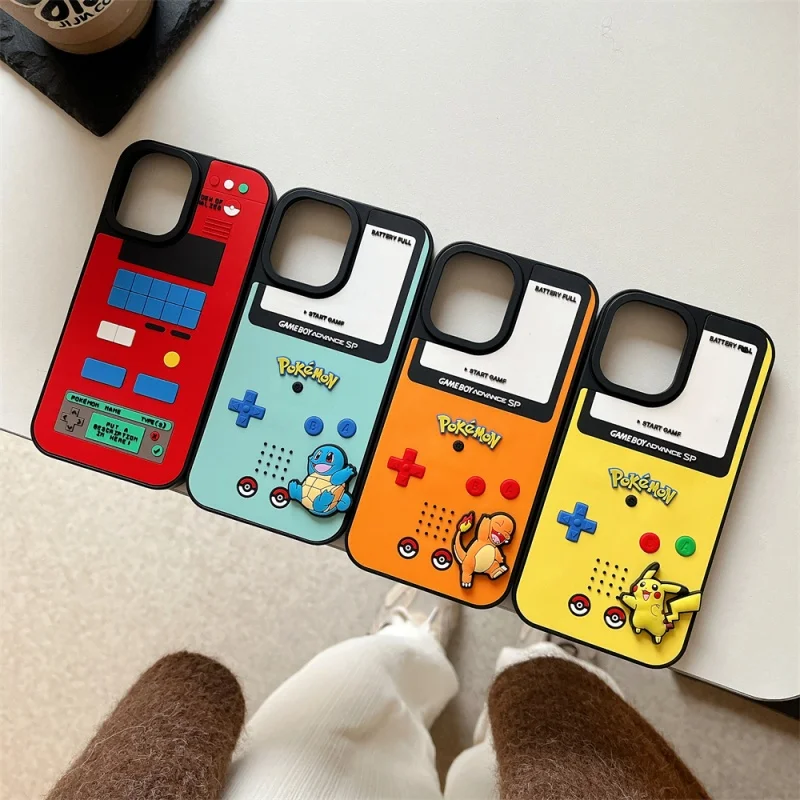 

Anime Charmander Squirtle Pikachus Phone Case for iPhone 11 12 13 14 15 16 Pro Max Plus X XR mini 16E Pokemons Game Cover