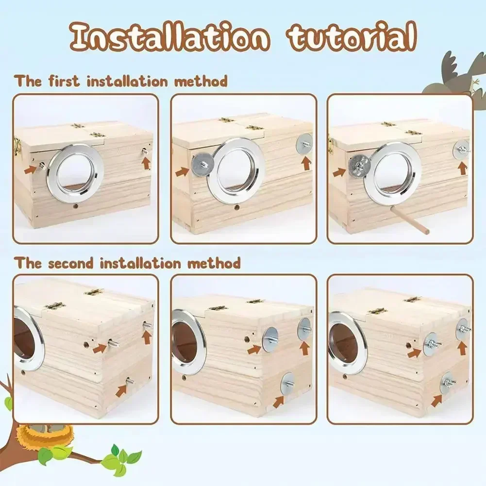 Transparentes Design, Sittich-Vogelhaus-Nest, leicht zu reinigen, kreatives Papageienhaus aus massivem Holz, glatte Kanten, Vogelzuchtbox – Detail 5