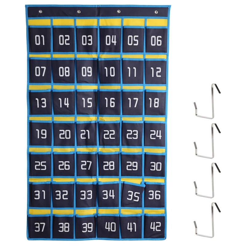 Pockets Chart Cell Phone Hanging Organizer Hanging Storage Bag For Classroom Calculator Mobile Phone Holders