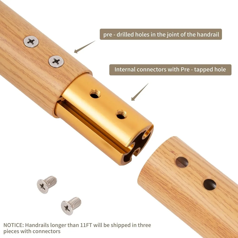 مجموعة درابزين ألومنيوم حديثة بطول 6 أقدام - متوافقة مع ADA، درابزين سلالم داخلي وخارجي، قضيب إمساك بقطر 1.4 بوصة، مثبت على الحائط