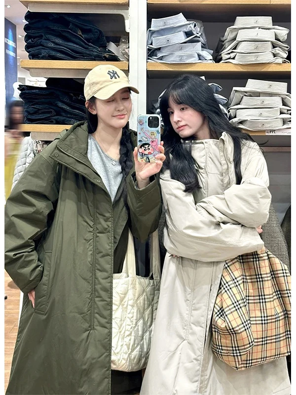 

Olive een Thiened Winter Coat Long Cotton Jaet for Men And Women Warmth below 40 Deees Cold Resistant Casual Sle