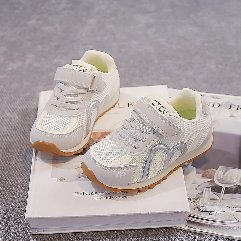 

Boys Girls Tennis Shoes Mesh Breathable Kids Casual Shoes Hook&loop Soft Sole 2026 New Fashion Children Sports Shoes Non-slip