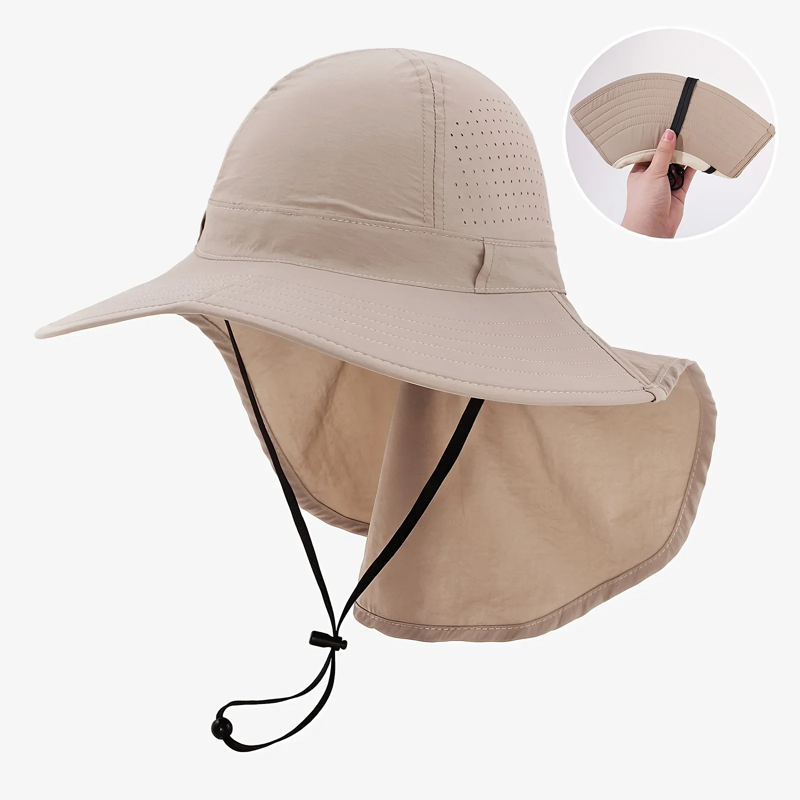 Atmungsaktiver Sonnenschutz-Schal-Sonnenhut für Damen, faltbar, geeignet für Outdoor-Aktivitäten, Wandern, Strandurlaub – Detail 11