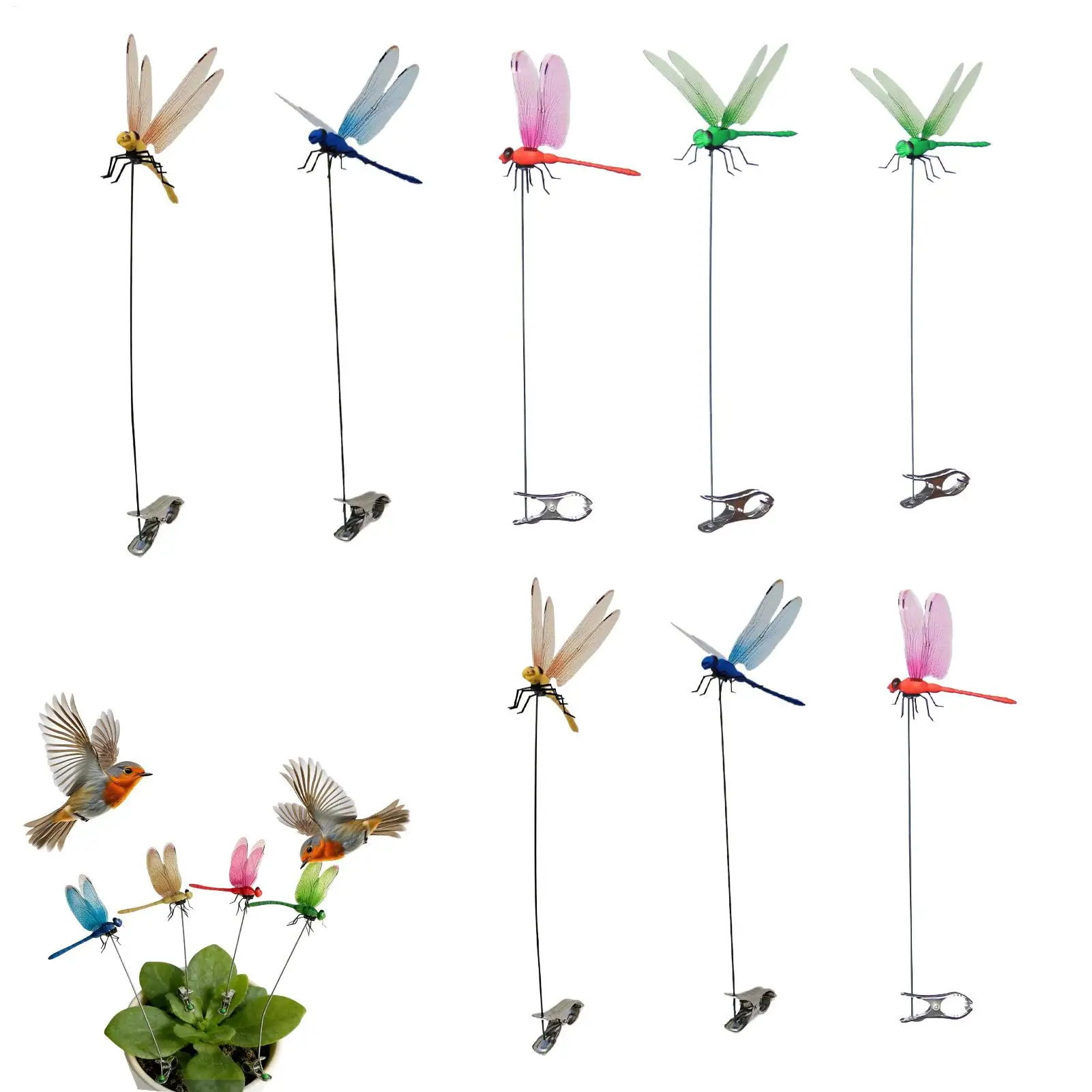 Dragonflies To Keep Bird Away 12 Pieces 3D Fake Control Bird Scare Devices for Outdoor Yard Patio Farm Orchard Backyard Balcony