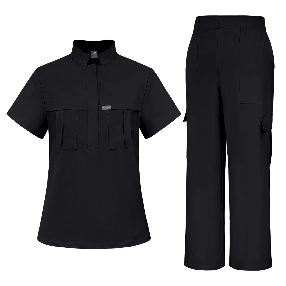 Autumn New Arrival Designer Stand Collar Medical Scrubs Solid Color Quick Dry Breathable Doctor Nurse Uniform Beauty Salon