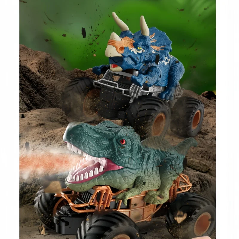 JJRC 2,4G 4WD Big Wheel Fernbedienung Auto Off-Road RC Kletterfahrzeug mit Dinosaurier Spray Stunt All-Terrain Monster Truck