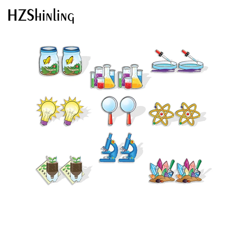 

2023 New Scientist Lab Stud Earring Science Acrylic Resin Earrings Epoxy Handmade Jewelry Gifts Friends