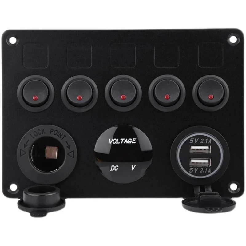 Marine switch panel waterproof 4th gear 6th gear RV modified rocker switch 12-24V overload protector multi-function