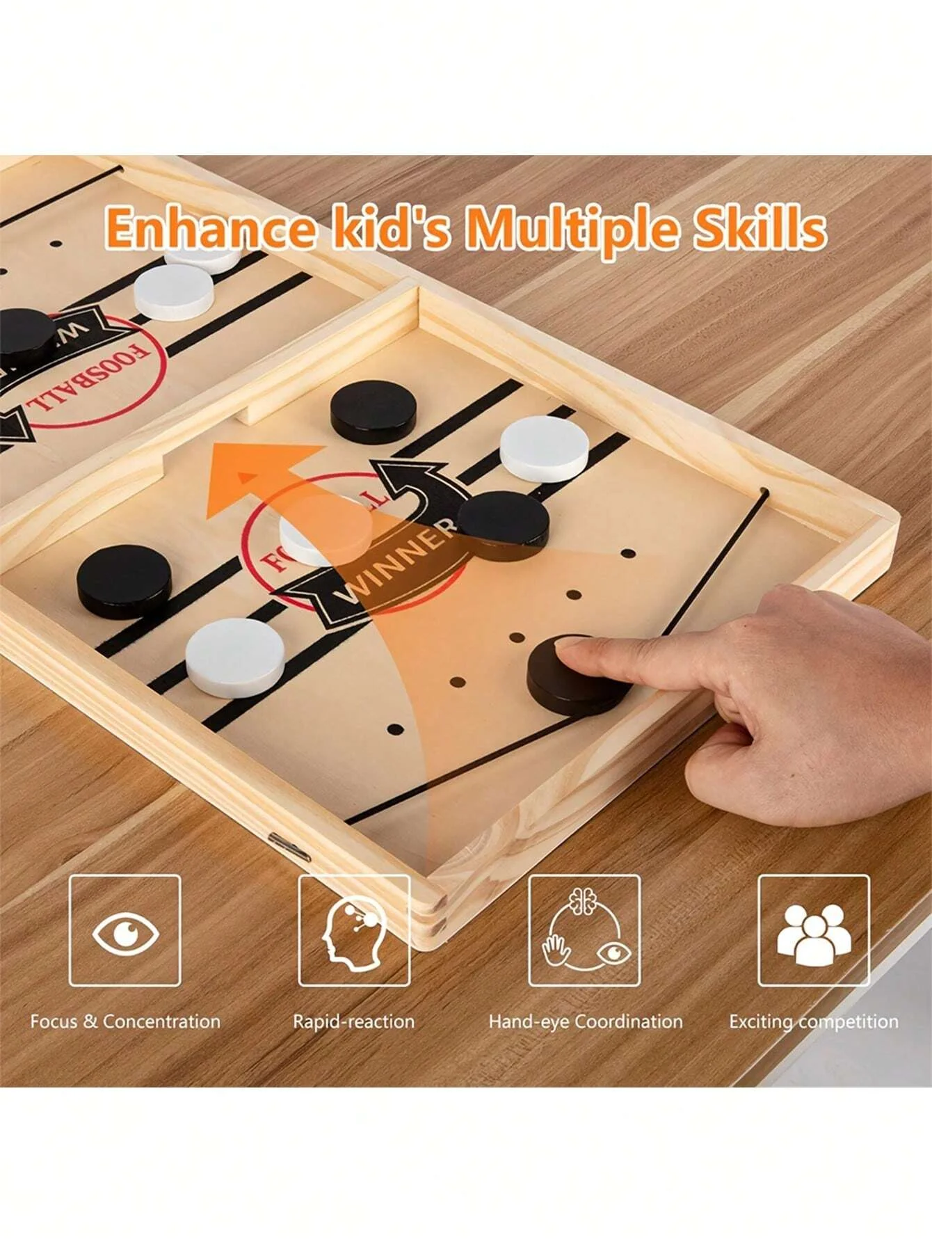 1 Set Wooden Desktop Quick Ice Hockey Game Toys Vs Human Slingshot Ice Hockey Game Wooden Board Family Party Table Game Suitable