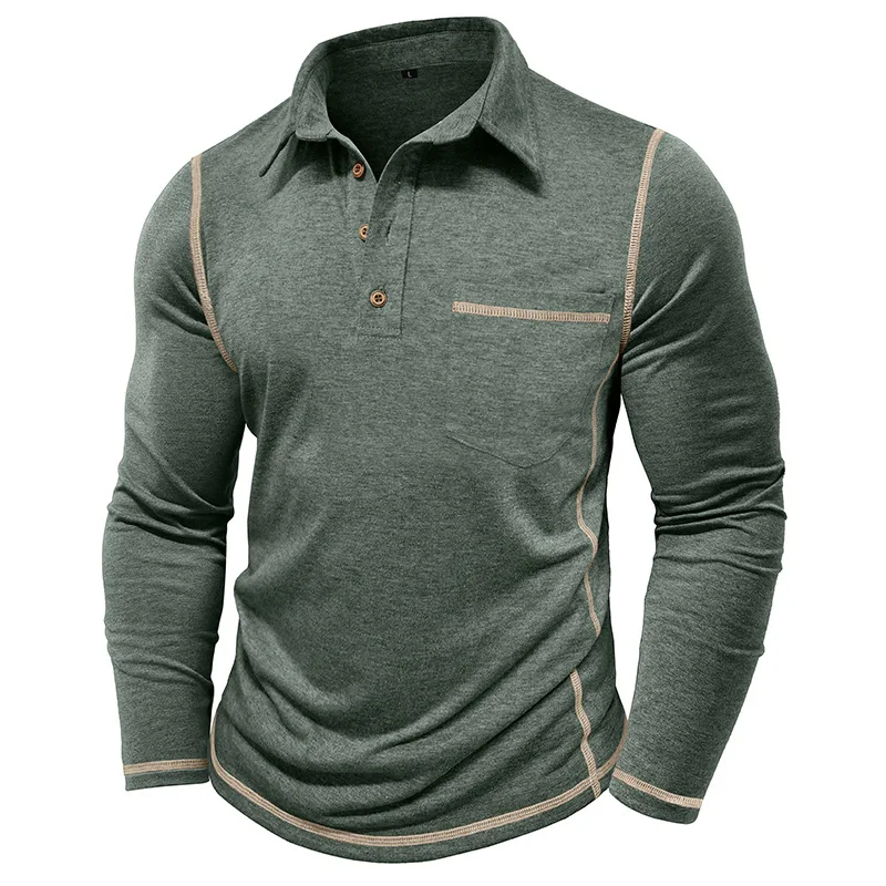 

2025 New Autumn Winter Men's Long Sleeve Shirt European American Men's Clothing Turn-down Collar-shirt American Style Top