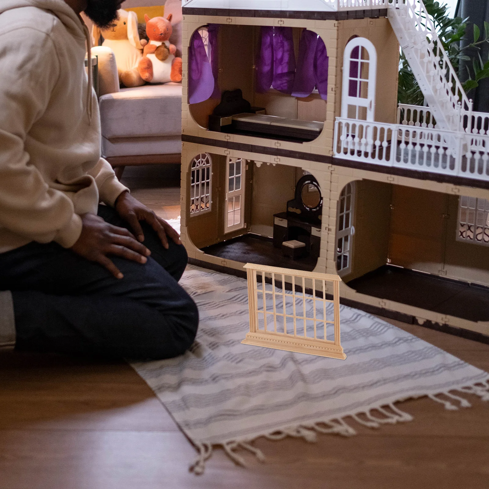 

Micro Window Decor 1:12 Scale Miniature Wooden Window Frame For Dollhouse Craft Diy Building Supplies Fairy House Windows