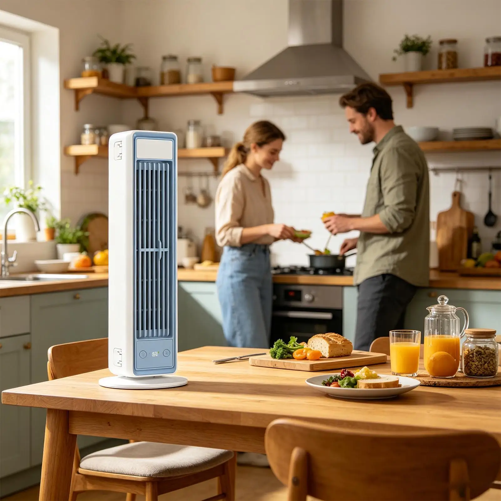 Tower Fan Strong Wind Cooling 3600mAh Bladeless Portable Air Conditioner with Remote Control Quiet 4 Speeds for Home Office Room