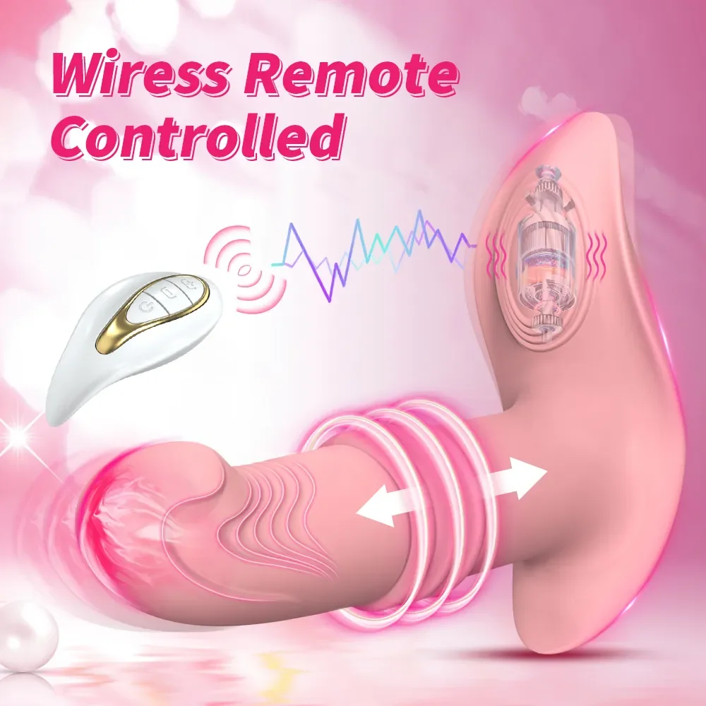 Thrusting Vibrator Rotating Dildo Remote Control Telescopic Prostate Massage Vaginal Anal Butt Plug Underwear Sex Toy For Women