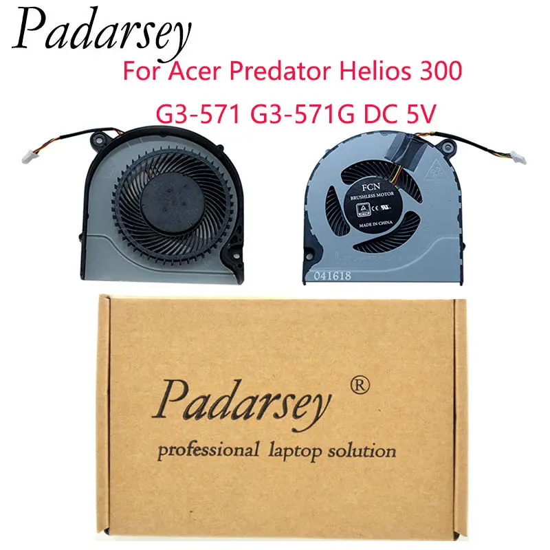 Padarsey Replacement Laptop CPU Cooling Fan for Acer Predator Helios 300 G3-571 G3-571G DC5V DFS541105FC0T FJN1