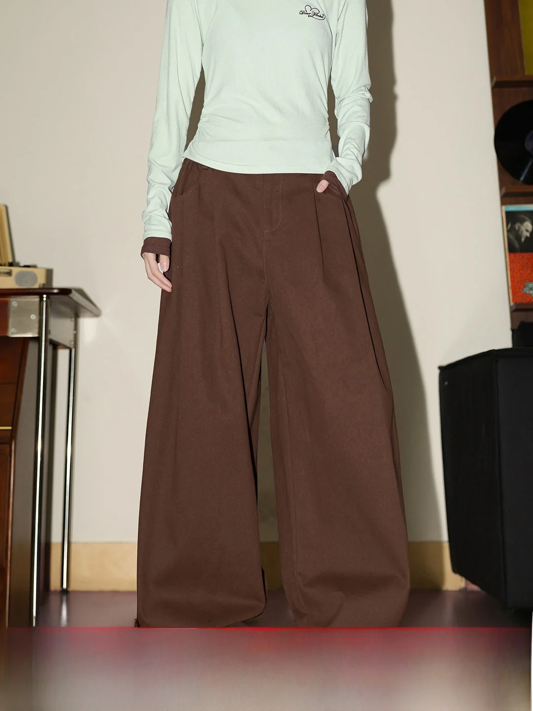 

Американские широкие брюки свободного кроя для женщин, прямые брюки, повседневная хлопковая рабочая одежда на весну и осень