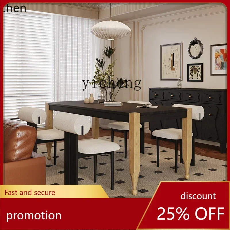 HXL all solid wood dining table dining table household medieval rectangular table ash wood pencil