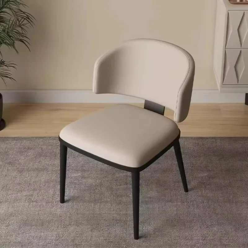 

Wooden Dining Chairs PU Leather Padded Chairs with Comfortable Backrest Ergonomic Office Chair Beige Leisure Chair