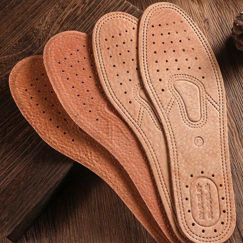 1 Pair Cowhide Insoles Shoes Boots Shoe Inserts Soft Breathable Deodorant Anti-slip Template Shock Absorbing Insoles Sole