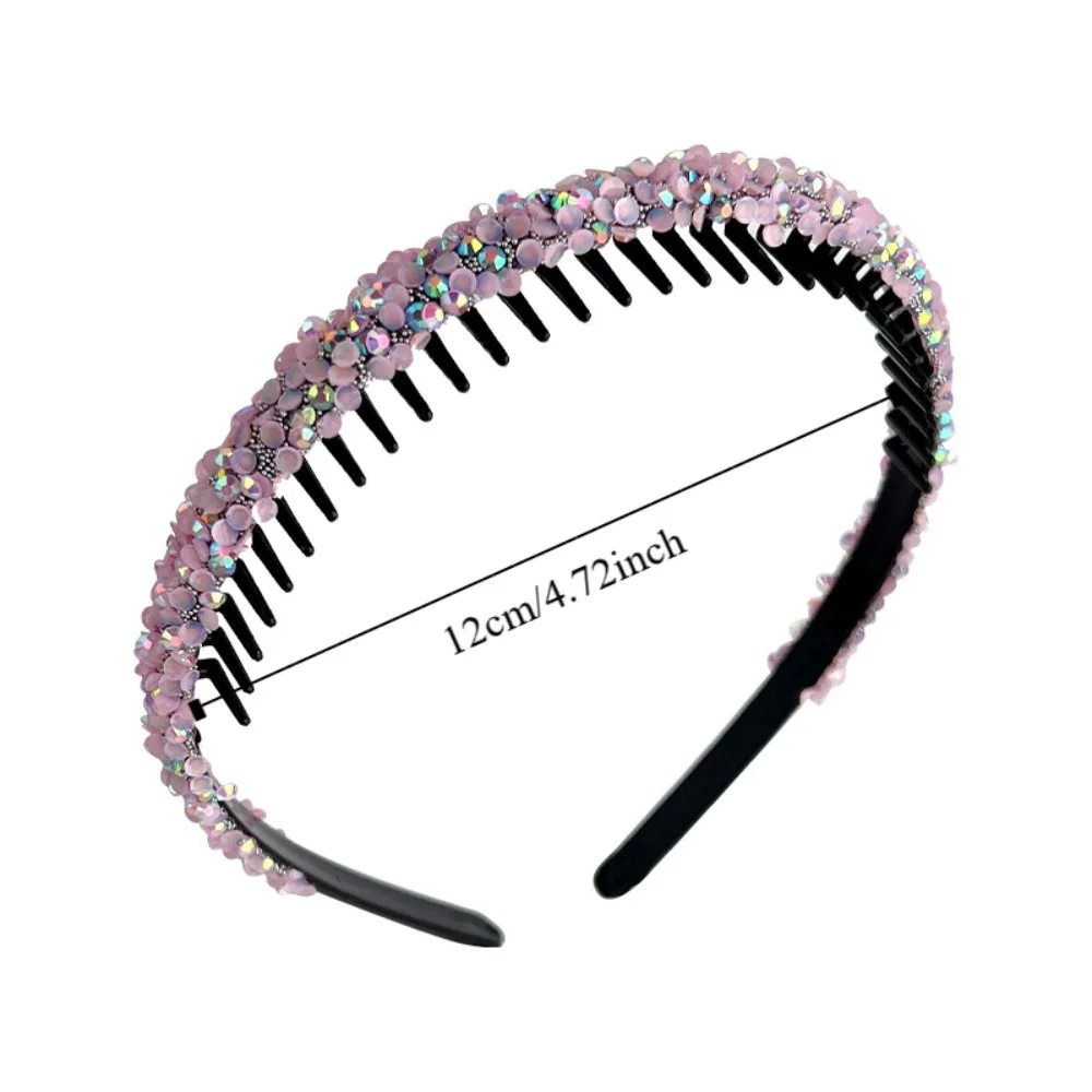 Sweet Rhinestones Antislip Hairband Pearl Plastic Crystal Teeth Headband Korean Style Headwear Thin Face Wash Hair Hoop Makeup