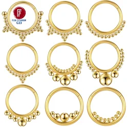 F136 Titanium piercing Septum Cartilage Tragus Beads flower Nose Rings Clicker Women Earrings 16G Hinged Segment Body Jewelry