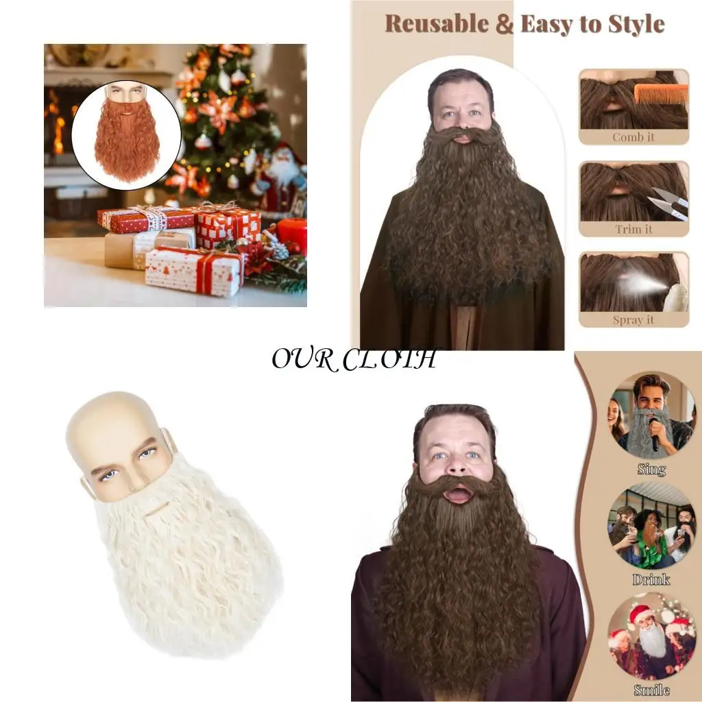Fake Beards False Beards Funny Fake Mustache Fake Halloween Cosplay Party Costume Long Curly Wizard Beard Gifts Y1AC