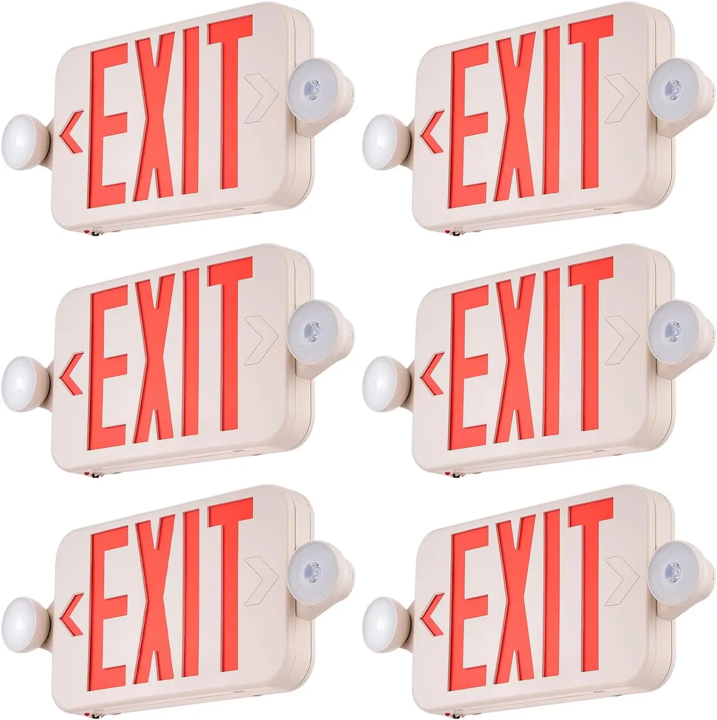 LED Exit Sign with Emergency Lights, Two LED Adjustable Heads Emergency Exit Light with Battery Backup