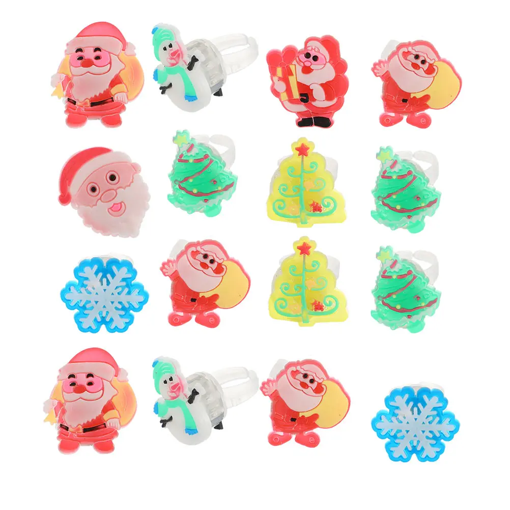 

72 Pcs Ring Glitter Soft Rubber Flashing Rings Luminous Toys Christmas Playthings Supplies Snowflake