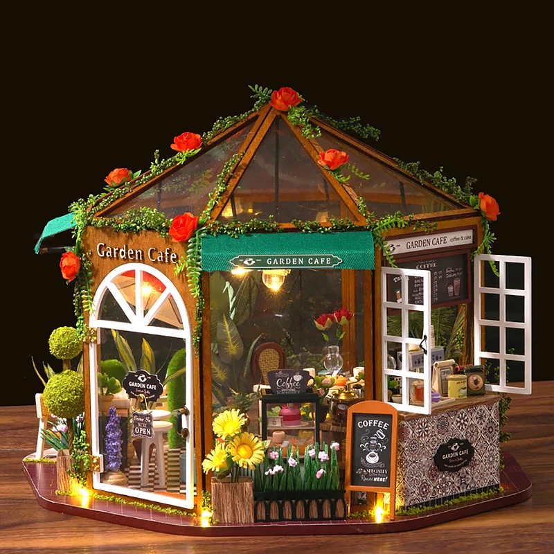 

Деревянный миниатюрный кукольный домик, комплект 3D-головоломки ручной работы, сборка модели здания, изготовление игрушек для комнаты, дом с мебелью, подарки для кукольного домика