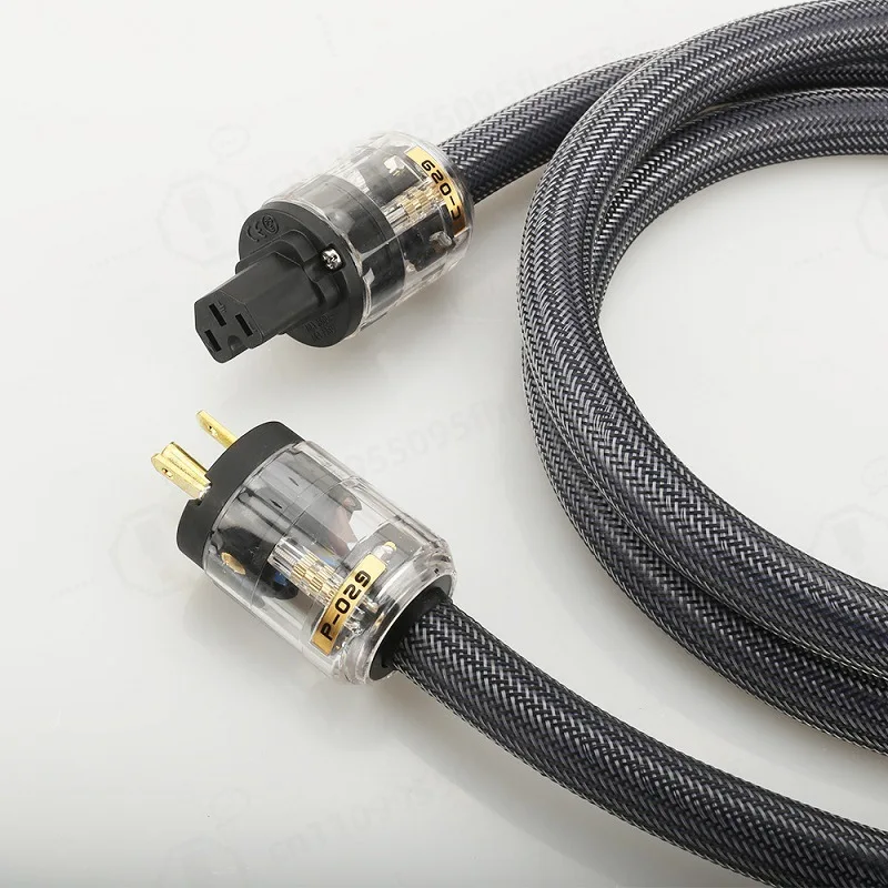 Fever Grade Pure Copper Gold Plated Power Cord EU US Plug For HiFi CD Tube Amp Decoder