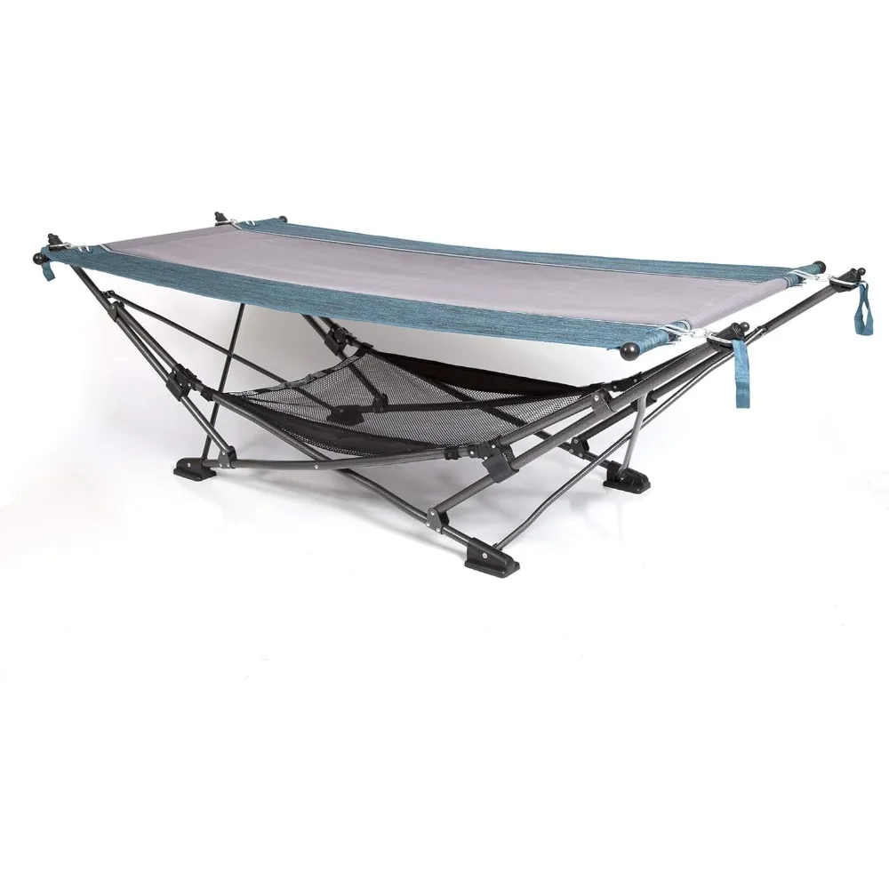 Tempat Tidur Gantung Lipat Portabel yang Dapat Dilipat dengan Kanopi yang Dapat Dilepas - Termasuk Jaring Penyimpanan Bantal dan Jaring, Berdiri Bebas