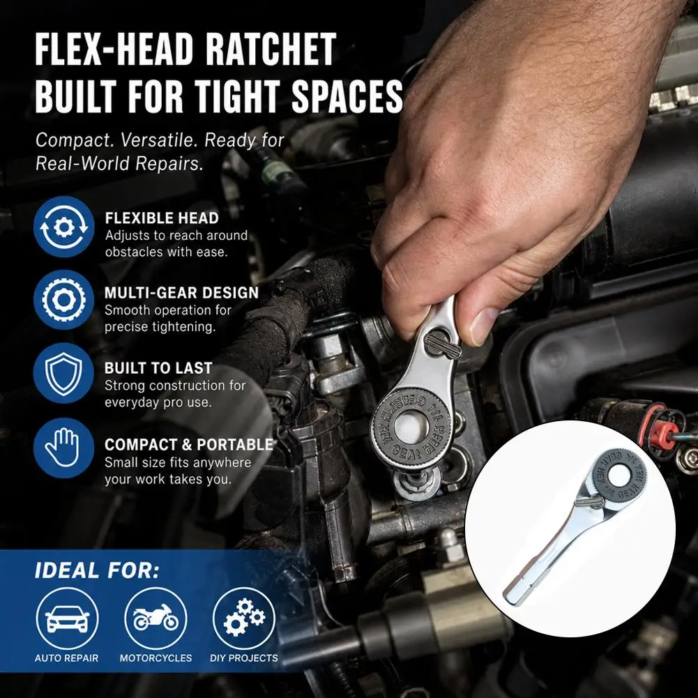 Mini Ratchet Wrench Set Portable Multi-Purpose Tool for Furniture Bicycle Car RV Campers Technicians Home Compact Repair Kit view 3