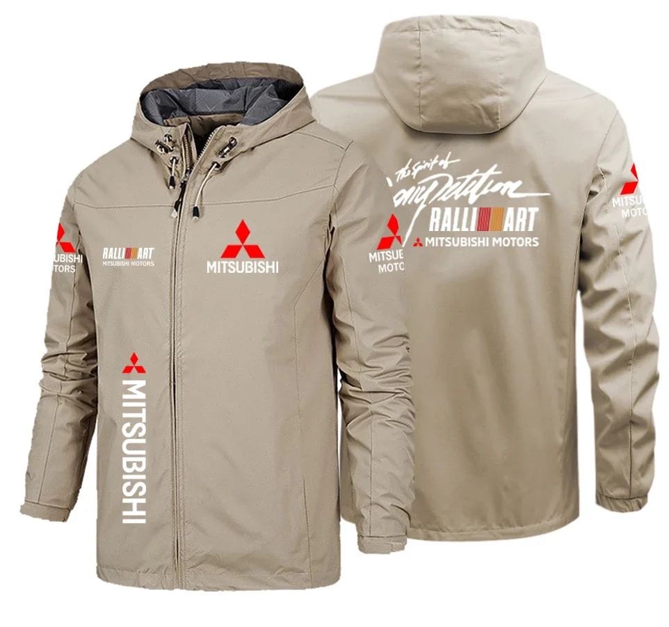 Mitsubishi Evo Logo Racing Team Herren wasserdichte Jacke, winddichte Jacke mit Mitsubishi-Logo, Outdoor-Sport-Modemantel
