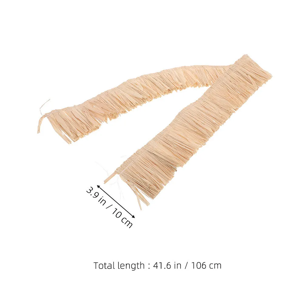 الرافية القش شرابة الطبيعية اليدوية العشب تنورة Diy بها بنفسك الحرف هاواي ديكور حفلات Luau الاستوائية الزفاف هامش حقيبة الأحذية #4