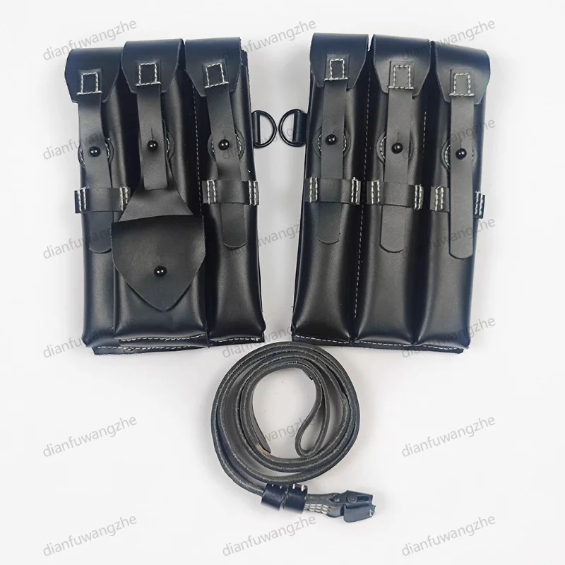 

World War II MP40 Cowhide Magazine Bag+Shoulder Strap Combination Triple Tool Kit Waist Bag