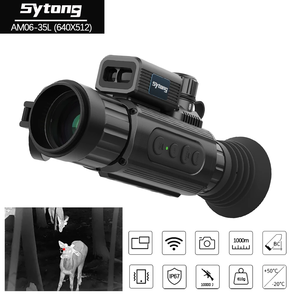

Sytong AM06-35L LRF Thermal Imaging Monocular 640x512, 18mK NETD ,1000m Ranging Smart Trajectory Crosshair Hunting Thermal Scope