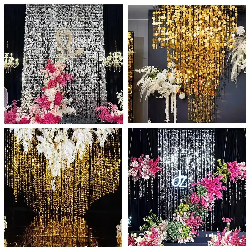

Shimmering Wedding Arch Backdrop 100 Strips Sequins Hanging Foil Curtain Party Home Decoration