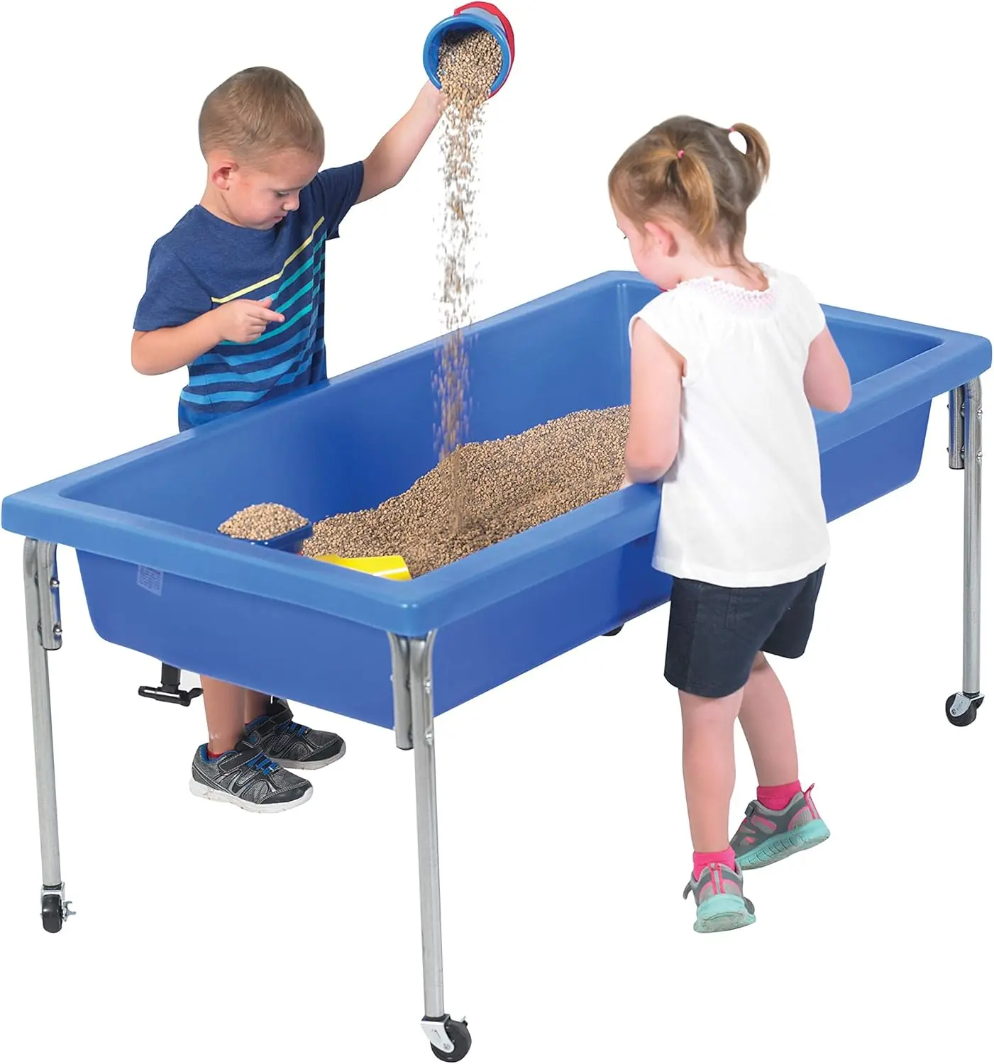 Sensory Sand and Water Activity Table and Lid Set for Preschool, Daycare, Classroom, Outdoor Play, 18", Blue