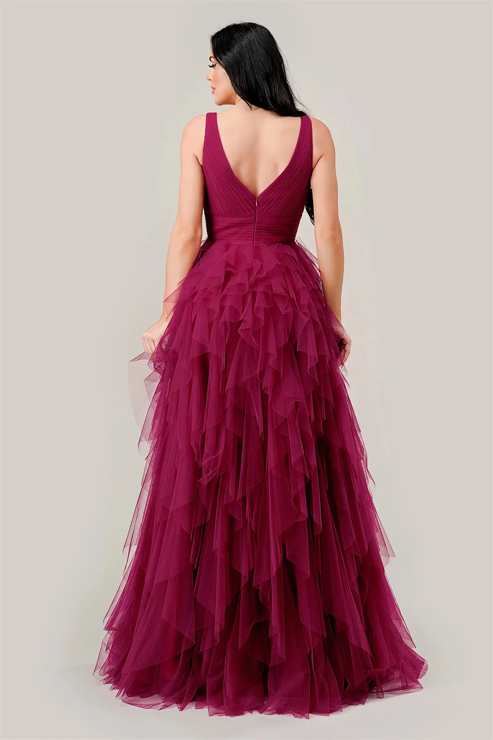 Annie Deep Purple Prom Dresses Tulle Ruffles Evening Dresses Women's Wedding Formal Occasions Dresses Vestidos De Noche2024