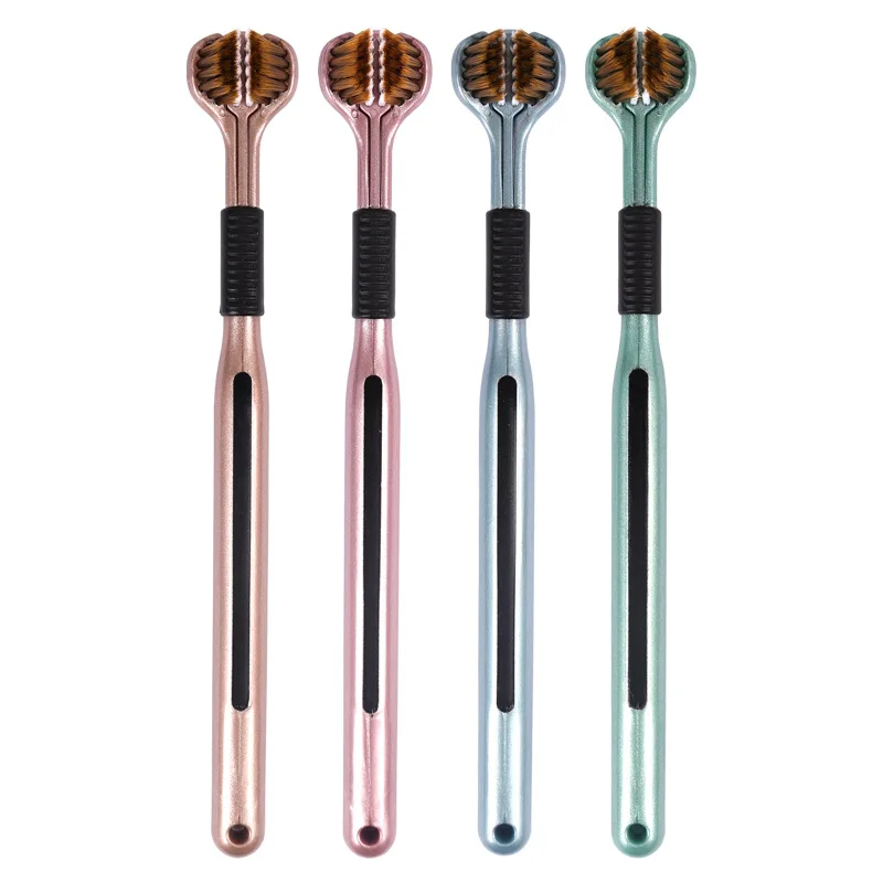 Three-sided toothbrush for adults with soft bristles, 360-degree soft bristles between teeth and tongue coating, high-end
