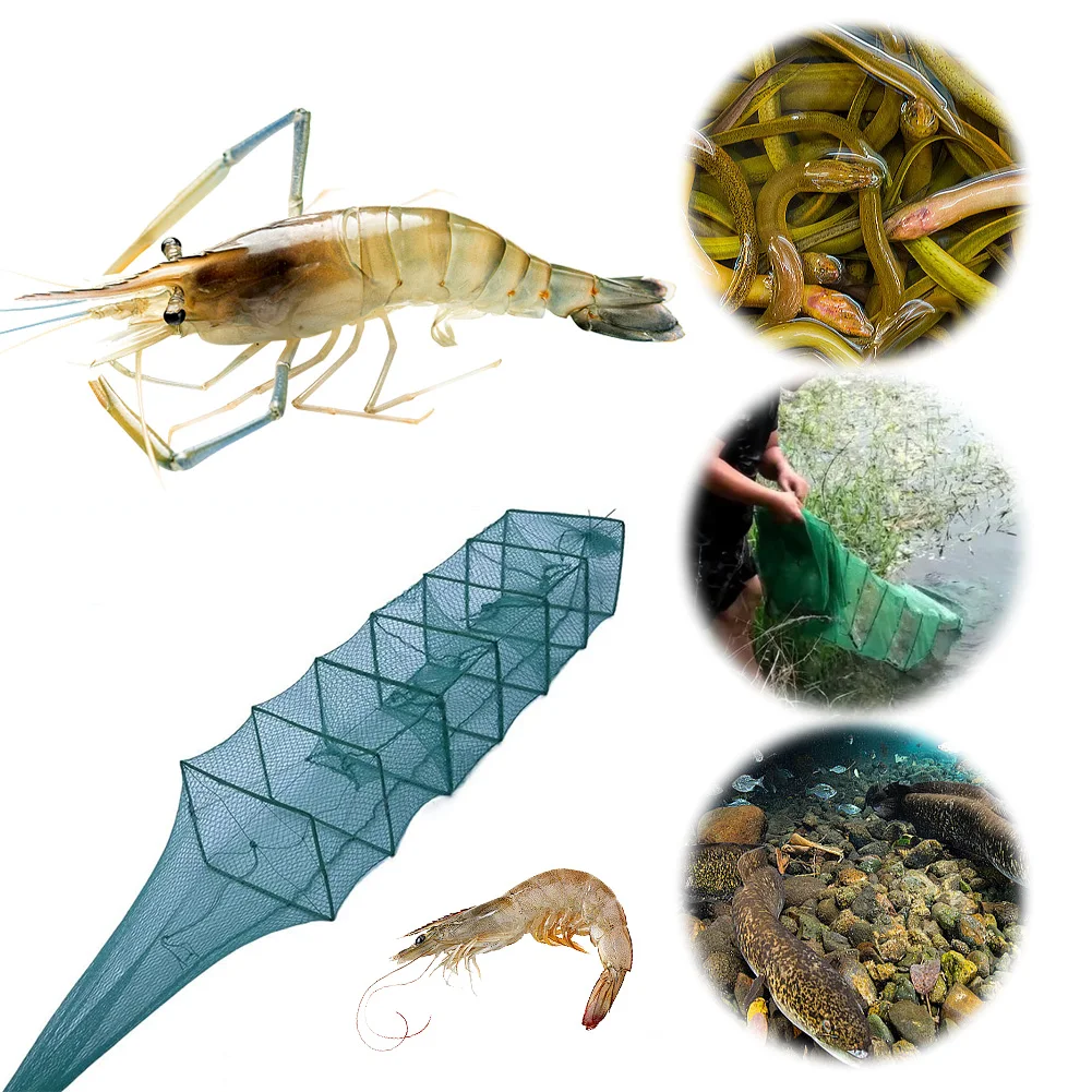 1.5M Crab Crayfish Lobster Catcher Foldable Crab Fish Net Shrimp Cage for Crab Crayfish Lobster Outdoor Fishing Gear