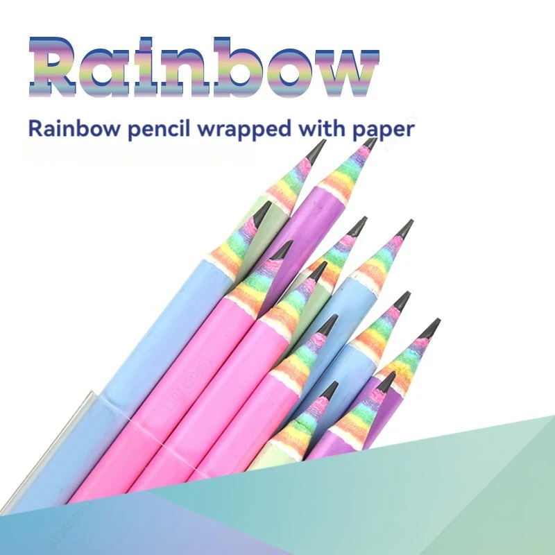 1-3pcs/set Children's Rainbow Paper HB Pencil Environmentally Friendly Non-toxic Writing and Painting Pencil School Stationery