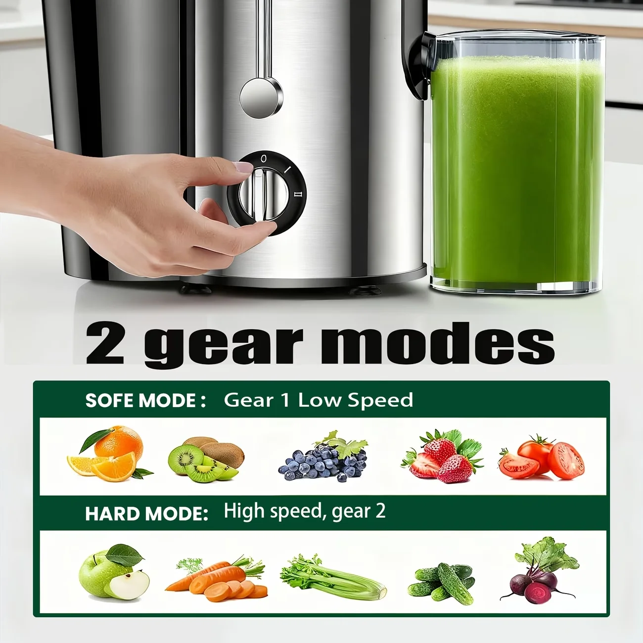 Multi-Function 3-Inch Wide Mouth Juicer Extractor - Easy Clean 3-Speed Settings Vegetable & Fruit Blender Ideal Christmas Gift image 3