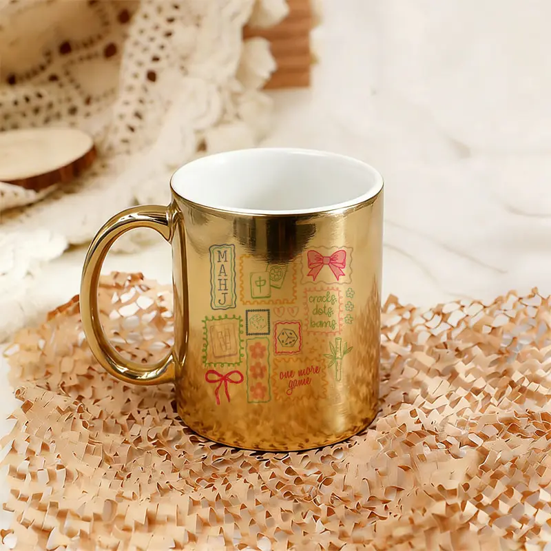 1pc 11oz Mahjong Player Coffee Mug - Perfect Gift for Anniversaries Parties Mahjong Club Game Lover Electroplated Cups