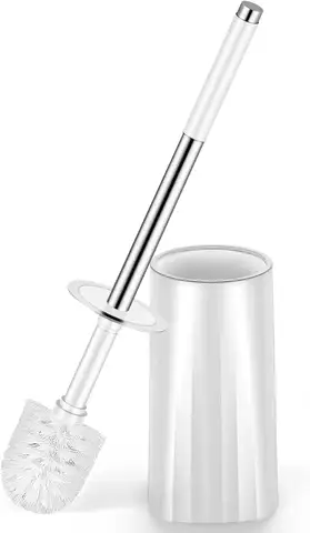 Compact Toilet Brush Set with Stainless Steel Handle, Hard Bristles, Drip-Proof Design for Deep Cleaning