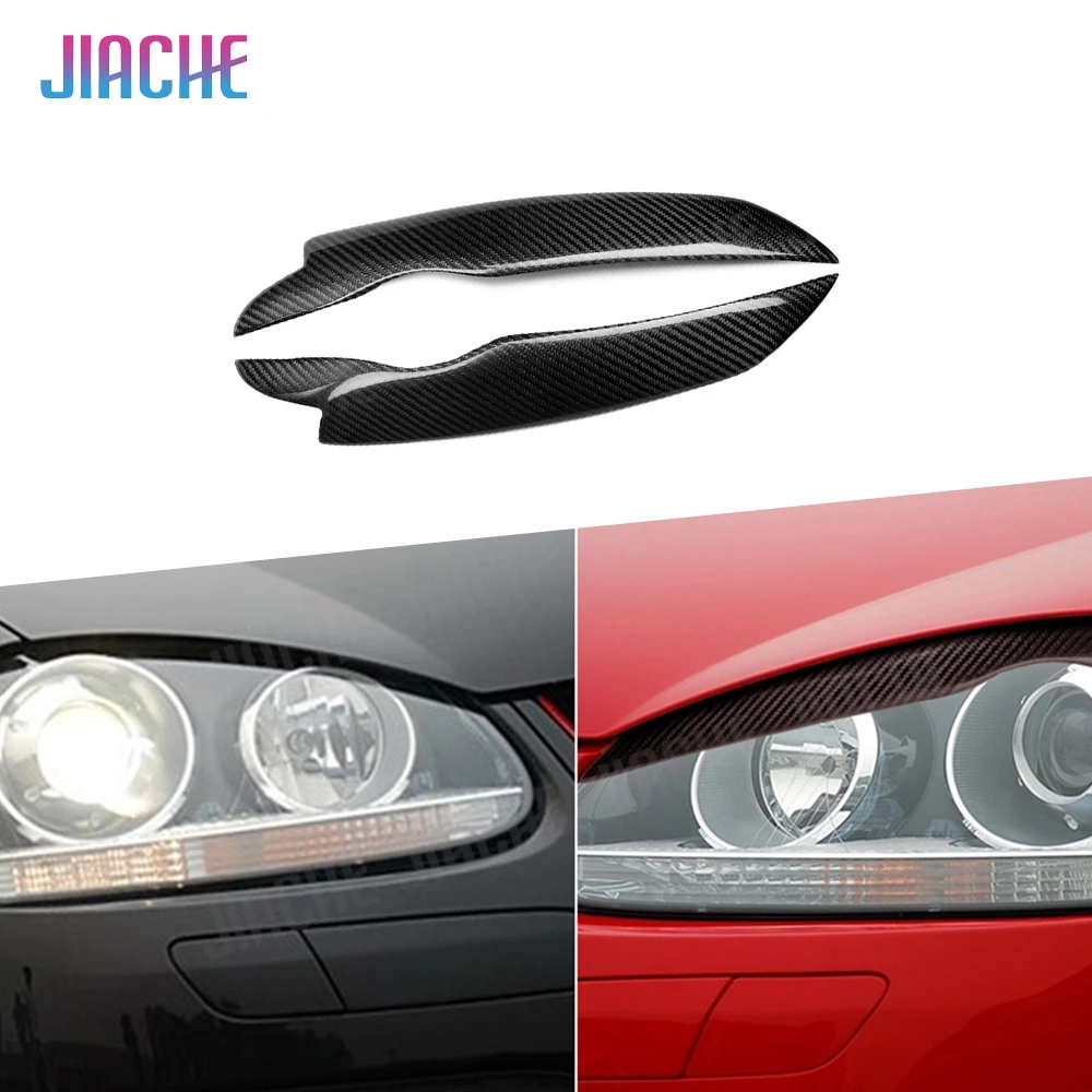 JIACHE Carbon Fiber Car Front Bumper Eyelid Eyebrow Trims for Volkswagen C70 Golf 5MK5 Headlight Eyelids Head Lamp Eyebrow Cover
